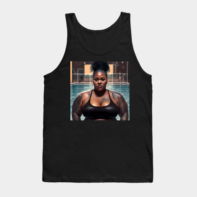 Summer Vibes, Curvy Summer, Beautiful Superwoman, Swimmer Athlete. Female are strong. Sticker Tank Top by MeatLuvers